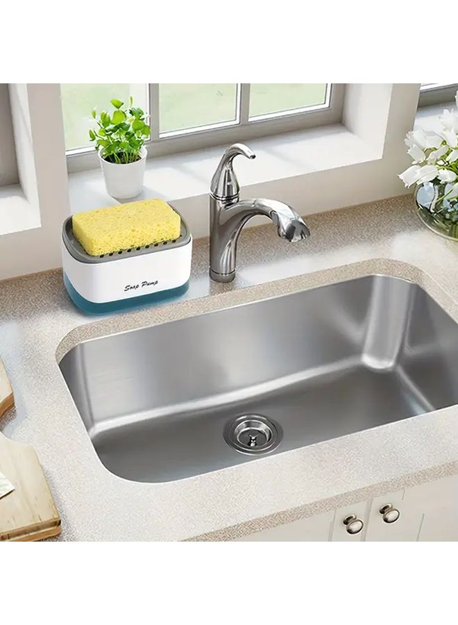 White Press Type Soap Dispenser Kitchen Sink Sponge Rack Organizer - Image 4