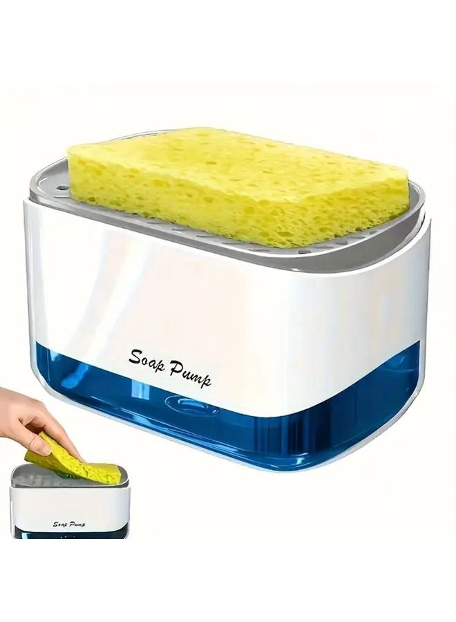 White Press Type Soap Dispenser Kitchen Sink Sponge Rack Organizer - Image 2