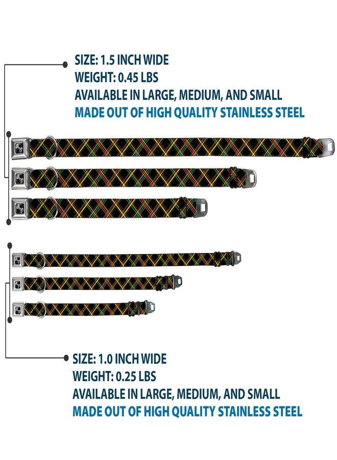 Buckle Down Buckle-Down Seatbelt Buckle Dog Collar - Plaid X Rasta - 1.5" Wide - Fits 18-32" Neck - Large - Image 3
