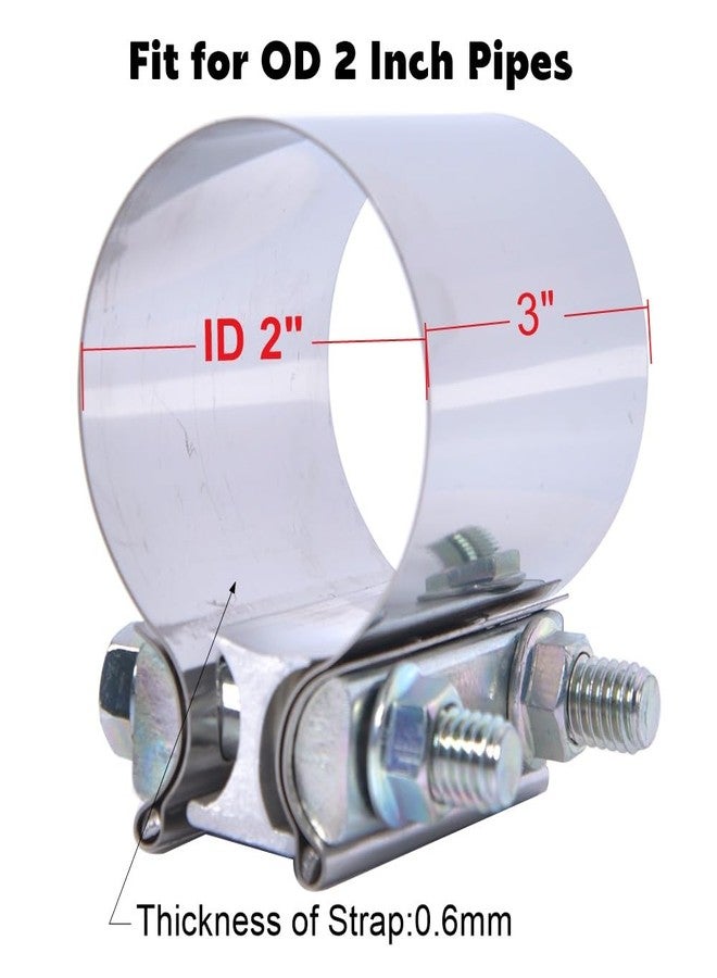 eLifecenter Emotor Universal 2 Inch Butt Joint Band Exhaust Clamp, 50mm Stainless Steel Seal Clamp Sleeve Coupler for Exhaust Pipes, Mufflers - Image 2