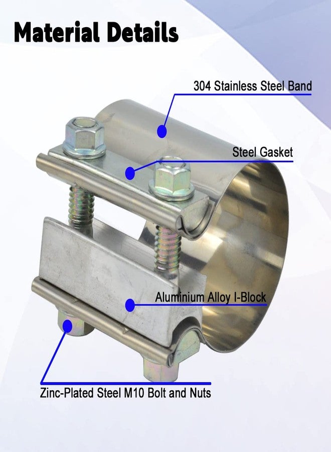 eLifecenter Emotor Universal 2 Inch Butt Joint Band Exhaust Clamp, 50mm Stainless Steel Seal Clamp Sleeve Coupler for Exhaust Pipes, Mufflers - Image 3