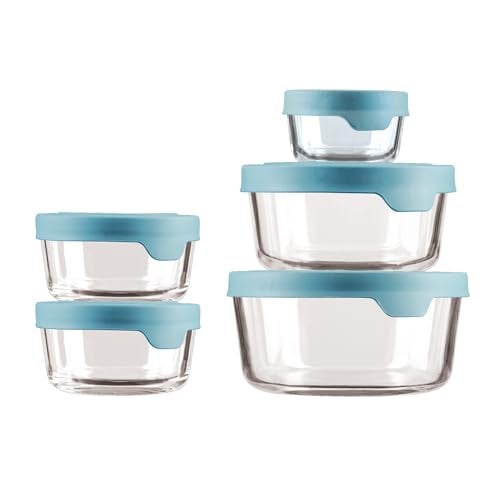 Anchor Hocking TrueSeal 10-piece Glass Food Storage Containers with Airtight Lids, Mineral Blue - Image 1