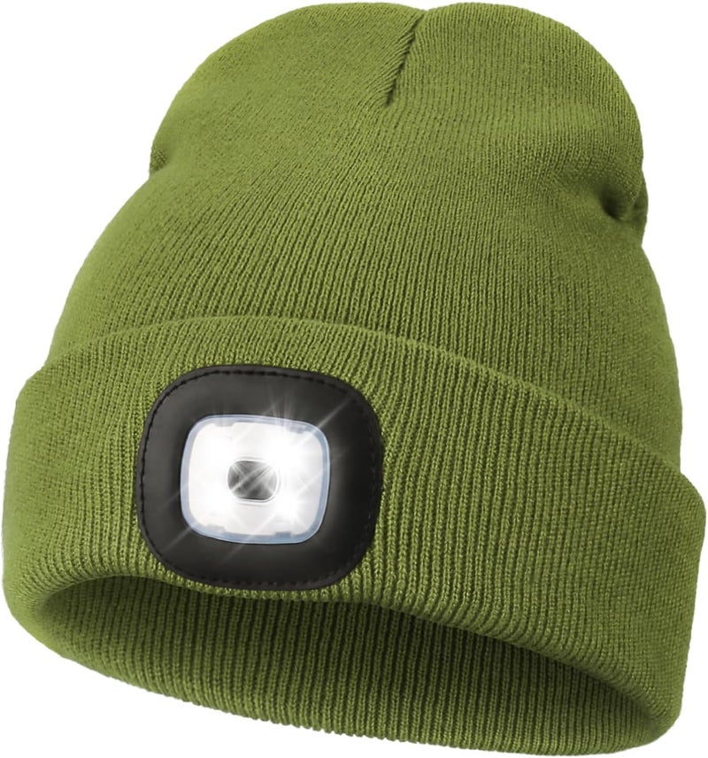 MELASA Unisex Hat with Light, USB Rechargeable Hands Free Headlamp LED Beanie, Winter Gifts for Men Dad Father Husband Him - Image 1