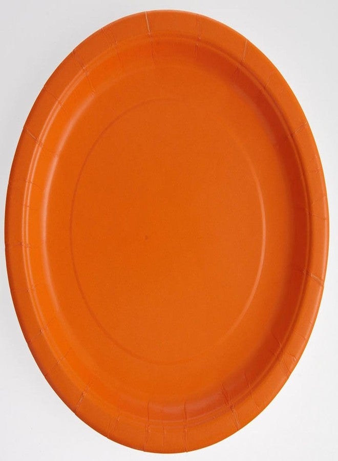 Unique Party Pumpkin Orange Round Disposable Paper Dinner Plates - 9'', 16 Pieces - Perfect for Parties, Weddings, Holidays & Events - Image 3