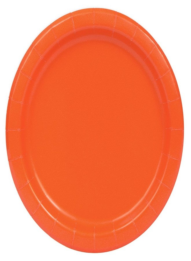 Unique Party Pumpkin Orange Round Disposable Paper Dinner Plates - 9'', 16 Pieces - Perfect for Parties, Weddings, Holidays & Events - Image 1