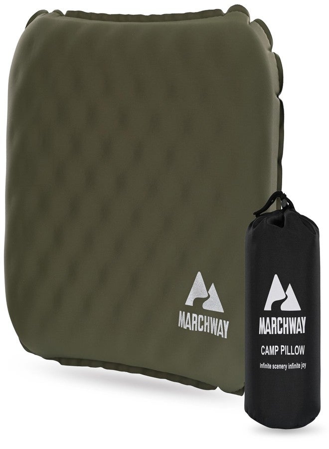 MARCHWAY Inflatable Camping Pillow with Foam Top - Lightweight Compact, Dual-Sided All-Season for Camping, Hiking, Backpacking, Car Travel (Green) - Image 1