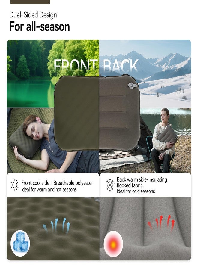 MARCHWAY Inflatable Camping Pillow with Foam Top - Lightweight Compact, Dual-Sided All-Season for Camping, Hiking, Backpacking, Car Travel (Green) - Image 4