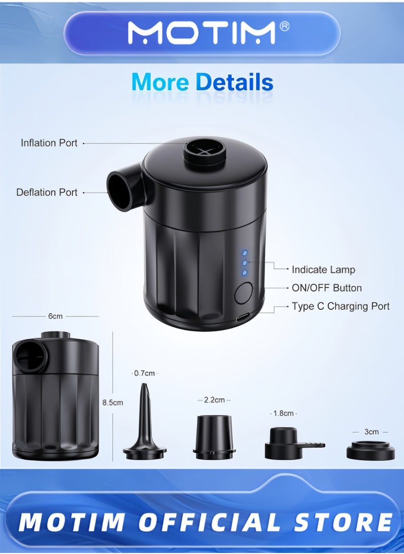 Motim - Portable Air Pump for Inflatables with 4 Sizes Nozzle 4000mAh 5KPA for Paddling Pool Inflatables Mattress Airbed Pool Toy - Image 1