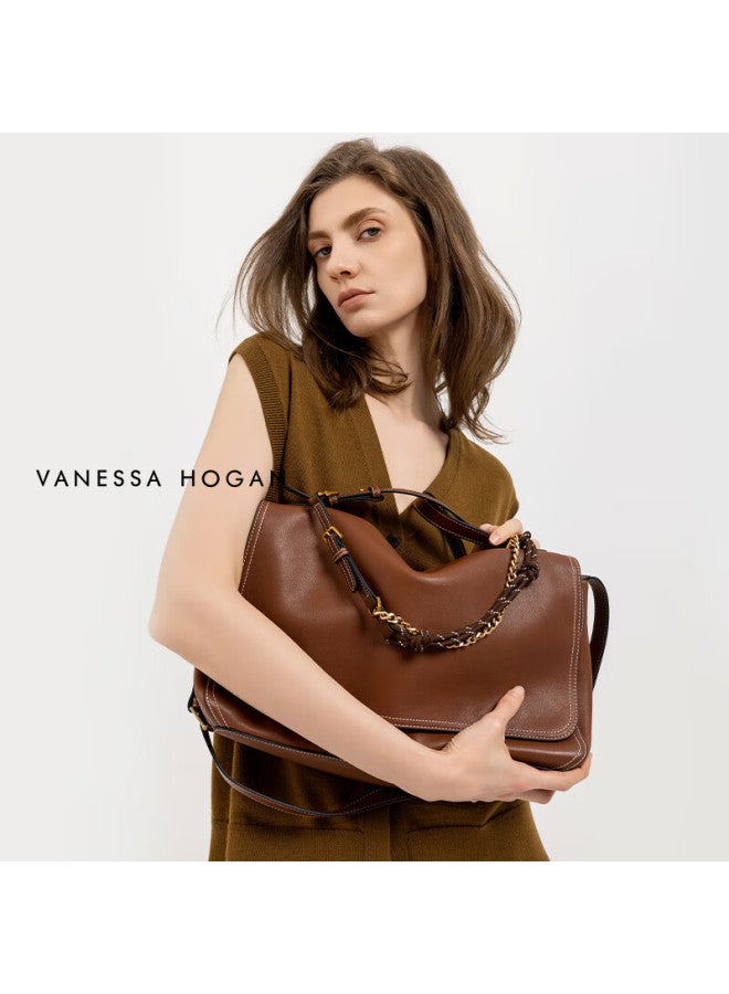 Vanessa Hogan Vh Women's Handbag, Zhi Xing Briefcase, Vegetable Tanned Cowhide Shoulder Bag, Large Capacity Handheld Crossbody Bag - Image 3