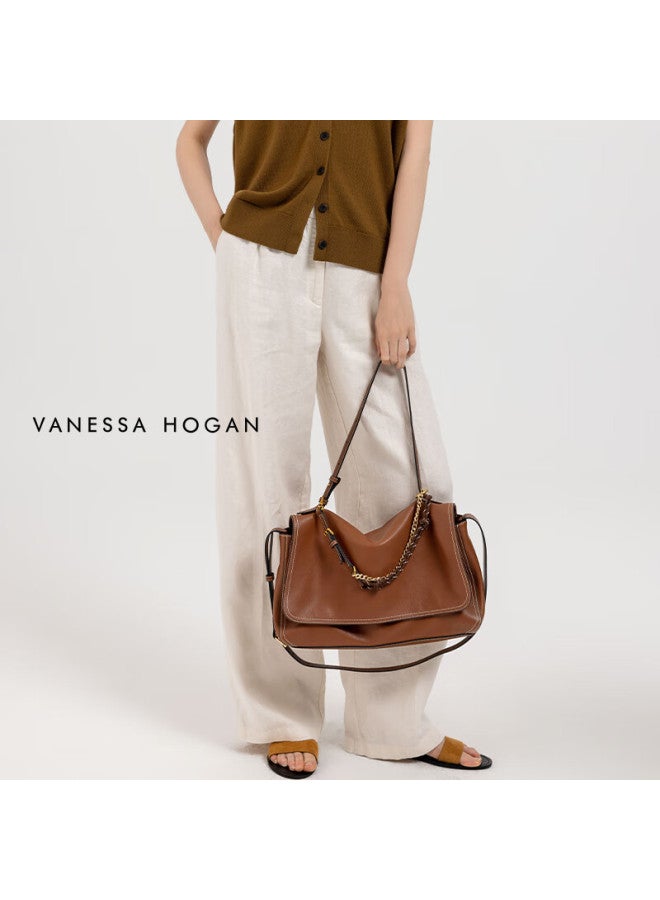 Vanessa Hogan Vh Women's Handbag, Zhi Xing Briefcase, Vegetable Tanned Cowhide Shoulder Bag, Large Capacity Handheld Crossbody Bag - Image 4