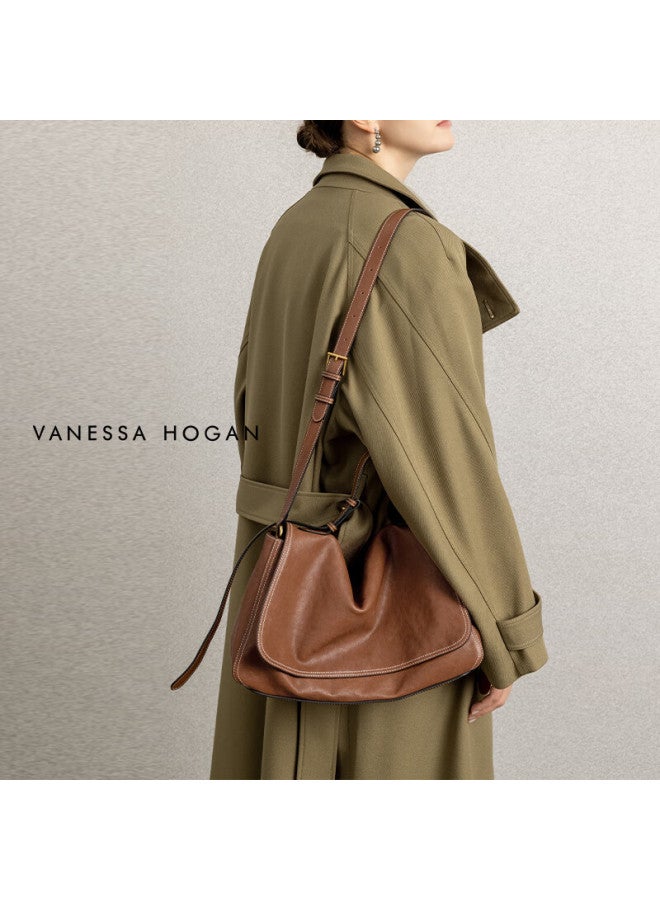 Vanessa Hogan Vh Women's Handbag, Zhi Xing Briefcase, Vegetable Tanned Cowhide Shoulder Bag, Large Capacity Handheld Crossbody Bag - Image 5