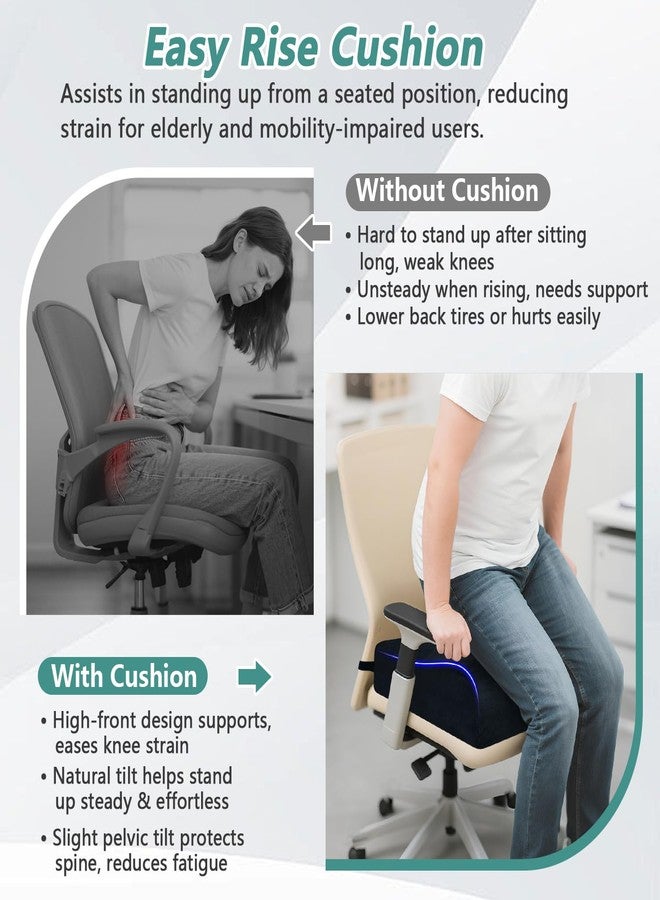 KAAMOS Adult Booster Seat Cushion for Chair, Extra Thick Lift Cushions for Elderly, Office Chair Booster Seat Riser Cushion Extra Firm Foam for Height, Seat Pad with Adjustable Strap for Office, Wheelchair - Image 2