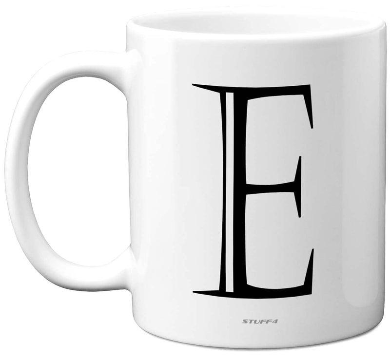 Stuff4 Personalised Alphabet Initial Mug  Letter E Mug Gifts for Him Her Fathers Day Mothers Day Birthday Gift 11oz Ceramic Dishwasher Safe Anniversary Valentines Christmas Retirement