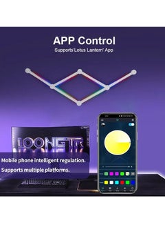 إج 9 خطوط إضاءة ذكية بتقنية Wi-Fi RGB، أشرطة إضاءة ديكورية إبداعية للحائط المنزلي مع أكثر من 16 مليون لون وأكثر من 44 وضعًا للمشهد، إضاءة حائط سيمفونية مزدوجة الوضع لغرفة الألعاب وغرفة المعيشة وغرفة النوم (أبيض)  - Image 3