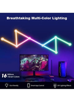 إج 9 خطوط إضاءة ذكية بتقنية Wi-Fi RGB، أشرطة إضاءة ديكورية إبداعية للحائط المنزلي مع أكثر من 16 مليون لون وأكثر من 44 وضعًا للمشهد، إضاءة حائط سيمفونية مزدوجة الوضع لغرفة الألعاب وغرفة المعيشة وغرفة النوم (أبيض)  - Image 4