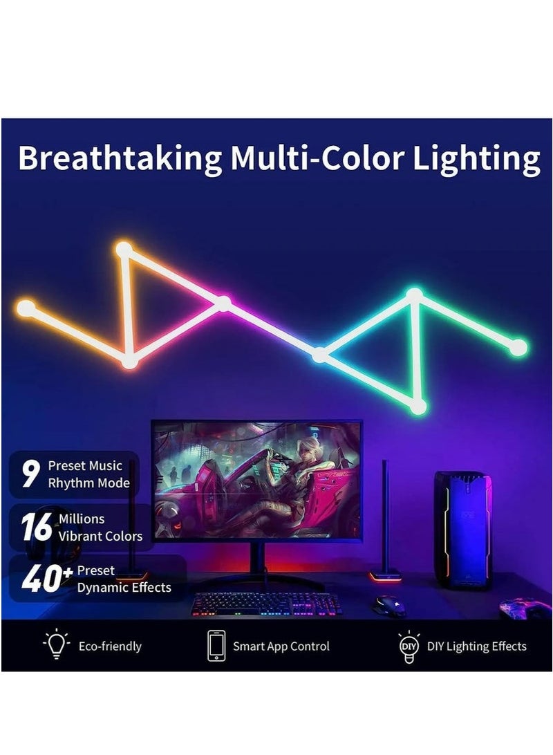 إج مصابيح LED الجدارية الذكية مع اتصال WiFi،  قابلة للتعتيم، تتزامن مع الموسيقى، ويتم التحكم بها عبر التطبيق  - مثالية لتزيين غرف الألعاب والديكور الداخلي - 9 قطع - Image 4