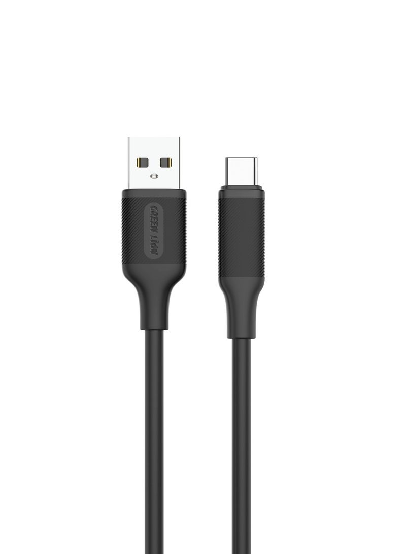 GREEN LION USB-A to USB-C PVC Cable 2M / 480mbps Transfer Speed / Quick Charge Capability / Wide Compatibility / 10000 Bends Life Span / Secure & Safe / Charge & Sync - Black - Image 1
