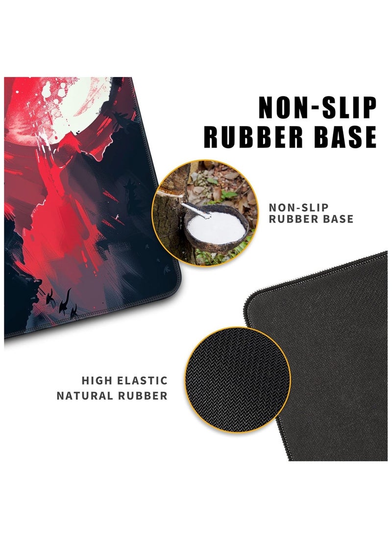REDRAGON - Black Desk Mat Japanese Samurai Mouse Pad XL Red Anime Big Mousepad Gaming Large Mouse Pad for Men Desk Pad with Stitched Edges Non-Slip Large Computer Mat, 31.5x11.8 in - Image 1