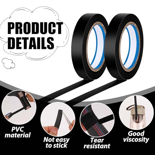 salbsever 2 Rolls Finishing Tape Tennis Racket, 0.39 Inch × 11 Yards Grip Tennis Finishing Tape PVC Tennis Badminton Racquet Grip Tape Tennis Racket Wrap Grip Vinyl Extra Racquet Tape for Tennis Badminton - Image 3