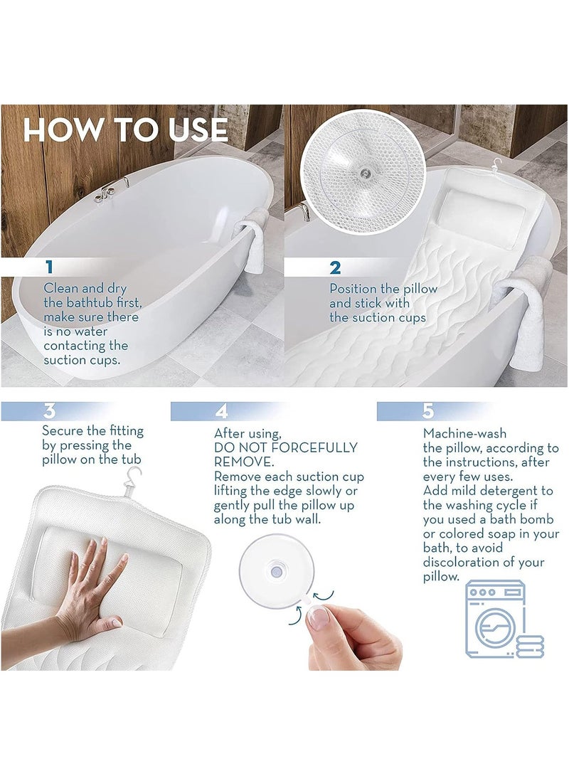MileMelo Full Body Bath Pillow, Luxury Bathtub Pillow Bath Pillows for Tub Neck and Back Support, Adults Bathtub Cushion and Bath Tub Pillow Headrest, Great Back Support for Adults - Image 5