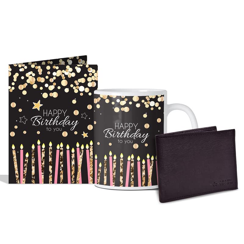GIFT MY PASSION GIFT MY PASSION Happy Birthday to You Greeting Card Mens Wallet Coffee Mug 350 ml Birthday Gift Combo