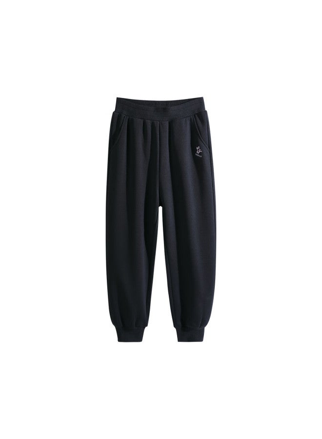 Little Pig Tony Boys' Fleece-lined Pants Kids' Sports Pants 6-15 Years Old Boys' Autumn Winter Warm Casual Youth Sweatpants