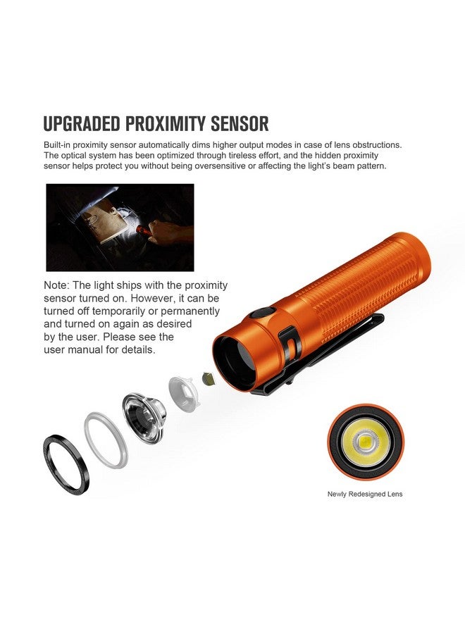 OLIGHT OLIGHT Baton3 Pro Max Flashlight, Rechargeable Compact EDC with Safety Proximity Sensor, 2500 LED High Lumens, Suitable for Camping, Hiking, Emergency (Orange Cool White)  - Image 4