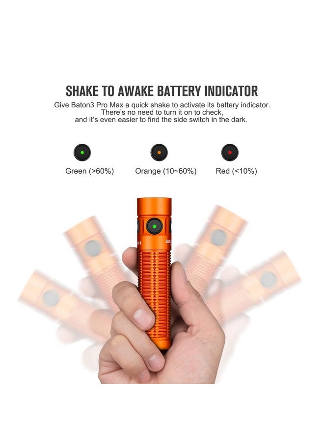 OLIGHT OLIGHT Baton3 Pro Max Flashlight, Rechargeable Compact EDC with Safety Proximity Sensor, 2500 LED High Lumens, Suitable for Camping, Hiking, Emergency (Orange Cool White)  - Image 3