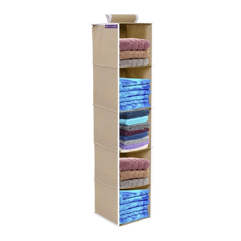 SONIQE 5 Tiers Clothes Hanging Organizer Wardrobe for Regular Garments Shoes Storage Cupboard Hanger BagMultiColour