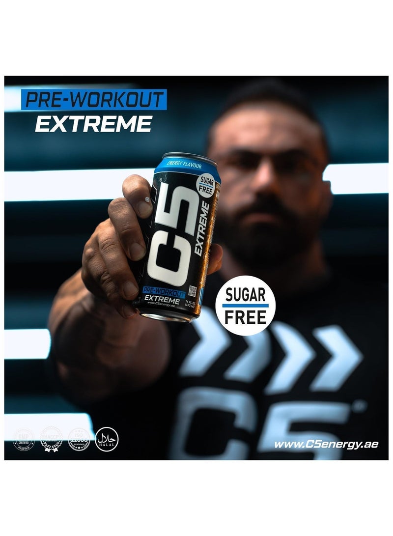 C5 Extreme Energy Flavor -  Pre Workout , Sugar Free, Zero Calories, 200mg High Caffeine, Creatine - Beta Alanine - Citrulline Malate High-Performance Pre-Workout Booster Supplement Pack of 12 - Image 5