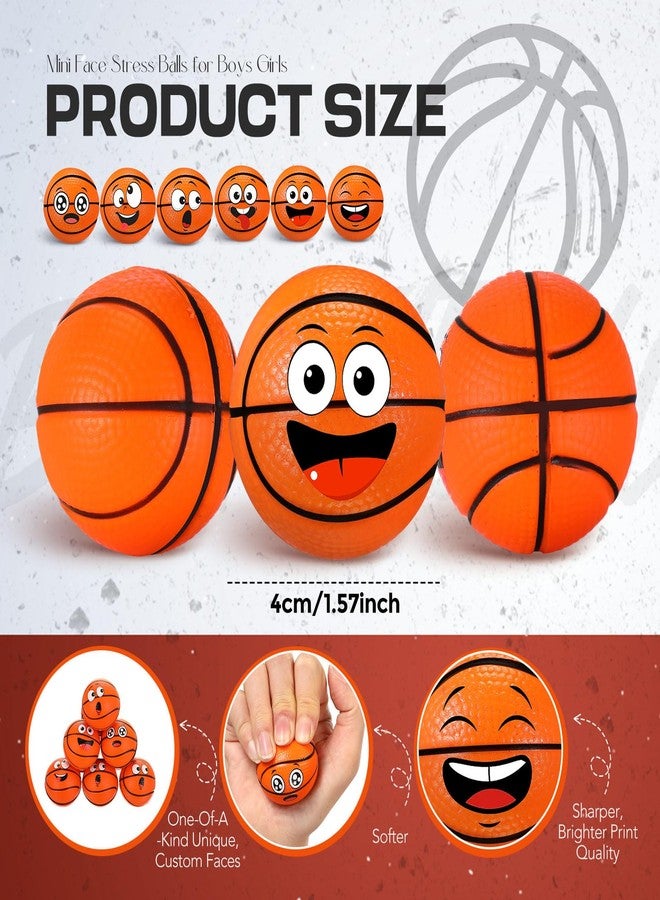 Arrowbash 60 Pcs Basketball Stress Ball Bulk, Mini Squeeze Foam Face Stress Balls Anxiety Relief Sport Party Favors Goodie Bag Fillers Birthday Gift Decoration - Image 2