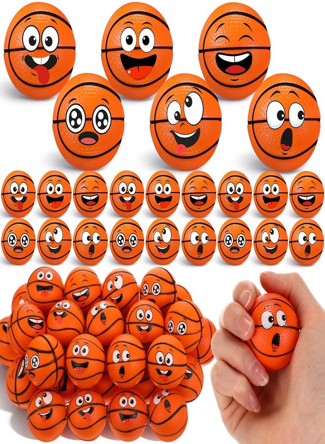 Arrowbash 60 Pcs Basketball Stress Ball Bulk, Mini Squeeze Foam Face Stress Balls Anxiety Relief Sport Party Favors Goodie Bag Fillers Birthday Gift Decoration - Image 1