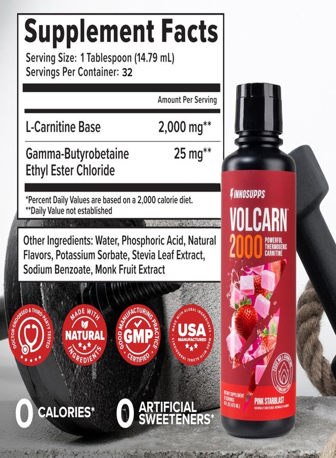 InnoSupps Volcarn 2000 - L-CARNITINE Pre-Workout Advanced Energy Liquid ATP Enhancer w/GBEEC Boosts Energy, Enhances Focus, Cognition & Supports Fat Metabolism, 32 Servings - Pink Starblast Flavor - Image 3