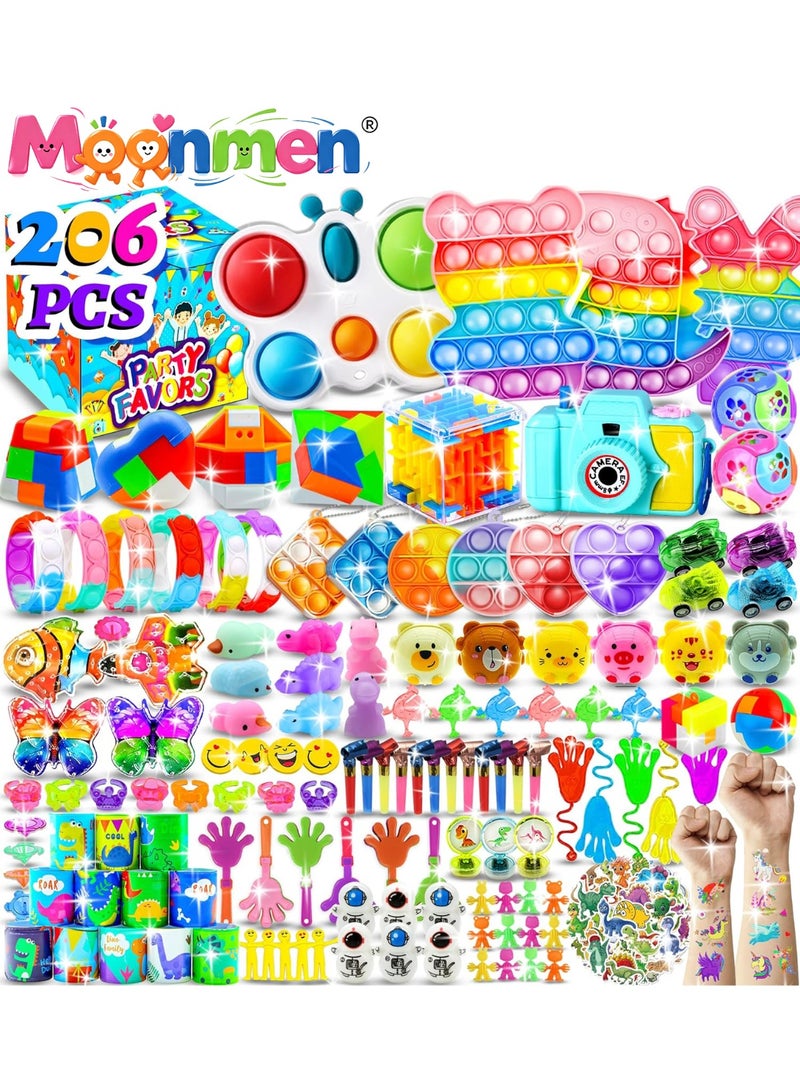 Moonmen 206PCS Party Favors for Kids 3-5 4-8-12, Fidget Toys Pack Birthday Bulk Goodie Bag Stuffers, Treasure Box Toys for Classroom Prizes for Kids - Image 1