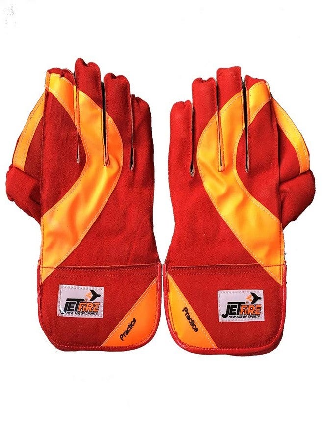 JetFire Basic Practice Wicket Keeping Gloves Wicket Keeping Gloves (L, Orange, Multicolor) - Image 3