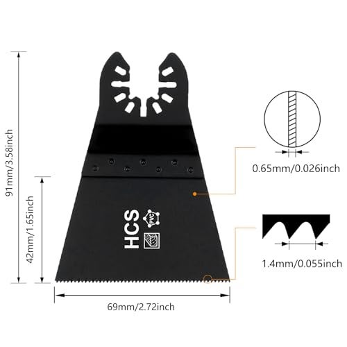 PAYA TOOLS Multifunction High Carbon Steel Standard 2-1/2" Wide E-Cut Oscillating Saw Blades, Universal Fit Multitool Blades for Wood, PVC, Drywall (3-Pack) - Image 2
