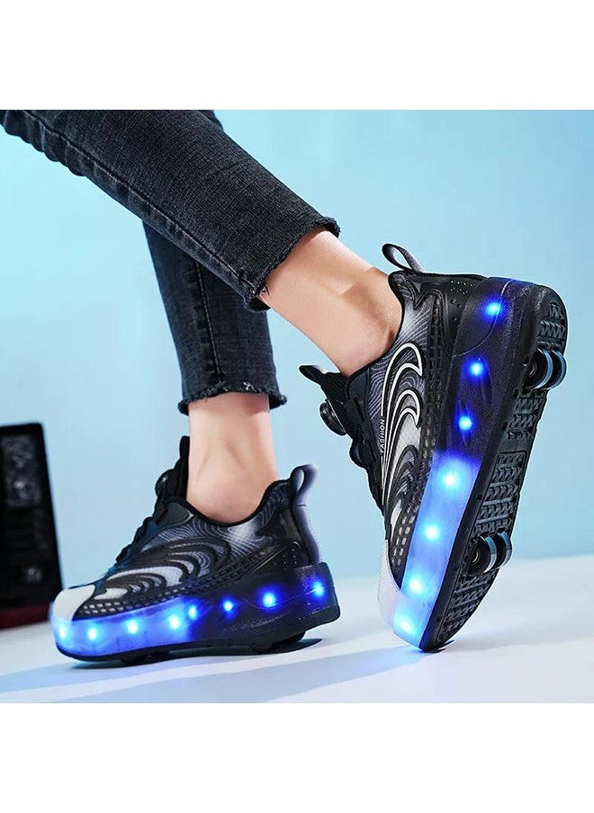 XiuWoo - Kids Roller Skates LED Two-Wheel Flash Stylish Shiny Sneaker Skates With Wheels and Lightning Soles For Easy Swivel Buckle Kids Shoes - Image 1