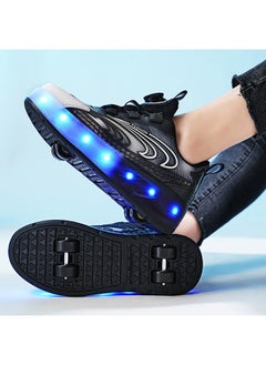 XiuWoo Kids Roller Skates LED Two-Wheel Flash Stylish Shiny Sneaker Skates With Wheels and Lightning Soles For Easy Swivel Buckle Kids Shoes  - Image 4