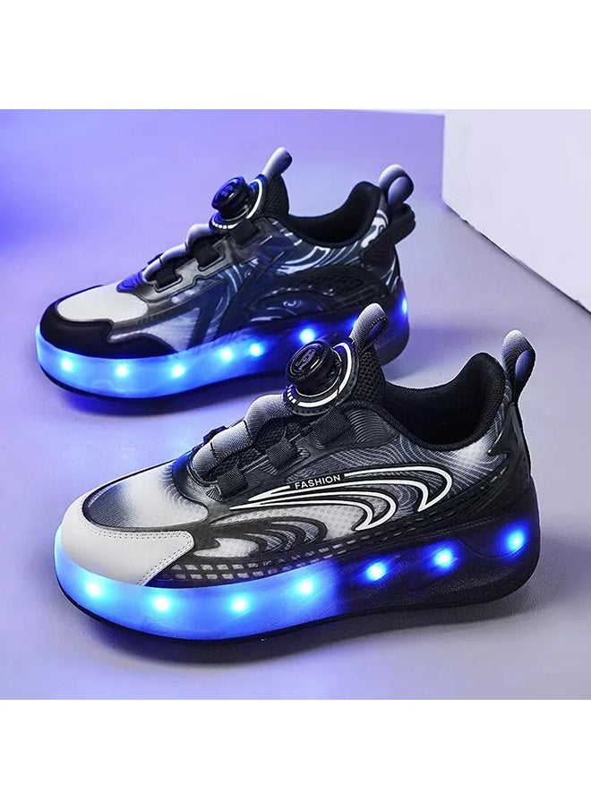 XiuWoo - Kids Roller Skates LED Two-Wheel Flash Stylish Shiny Sneaker Skates With Wheels and Lightning Soles For Easy Swivel Buckle Kids Shoes - Image 1