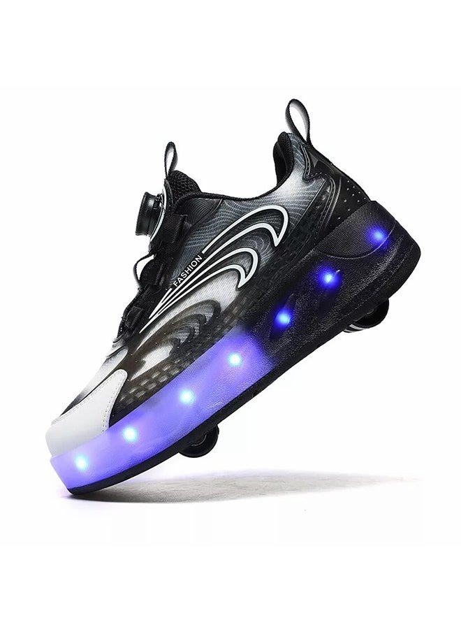 XiuWoo - Kids Roller Skates LED Two-Wheel Flash Stylish Shiny Sneaker Skates With Wheels and Lightning Soles For Easy Swivel Buckle Kids Shoes - Image 1