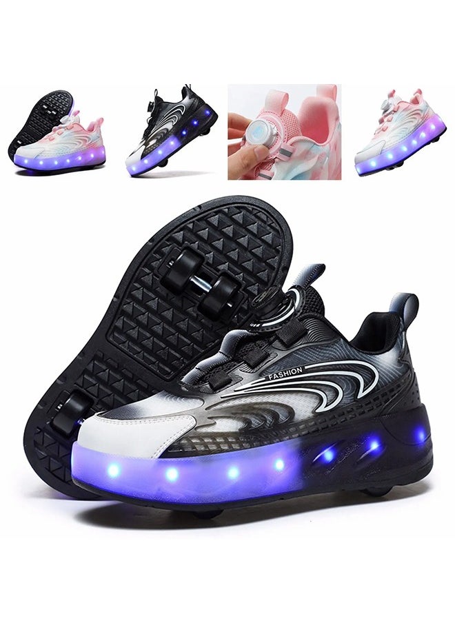 XiuWoo - Kids Roller Skates LED Two-Wheel Flash Stylish Shiny Sneaker Skates With Wheels and Lightning Soles For Easy Swivel Buckle Kids Shoes - Image 1