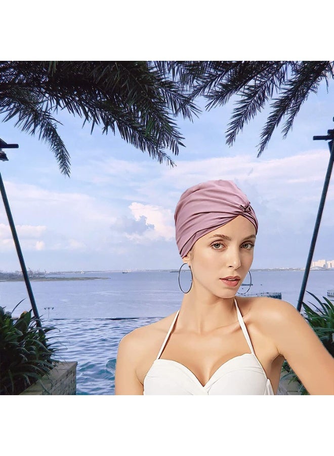 Ladies Swimming Cap Polyester Latex Lined Pleated Ladies-swimming cap for hair protection-Swimming cap - Image 1