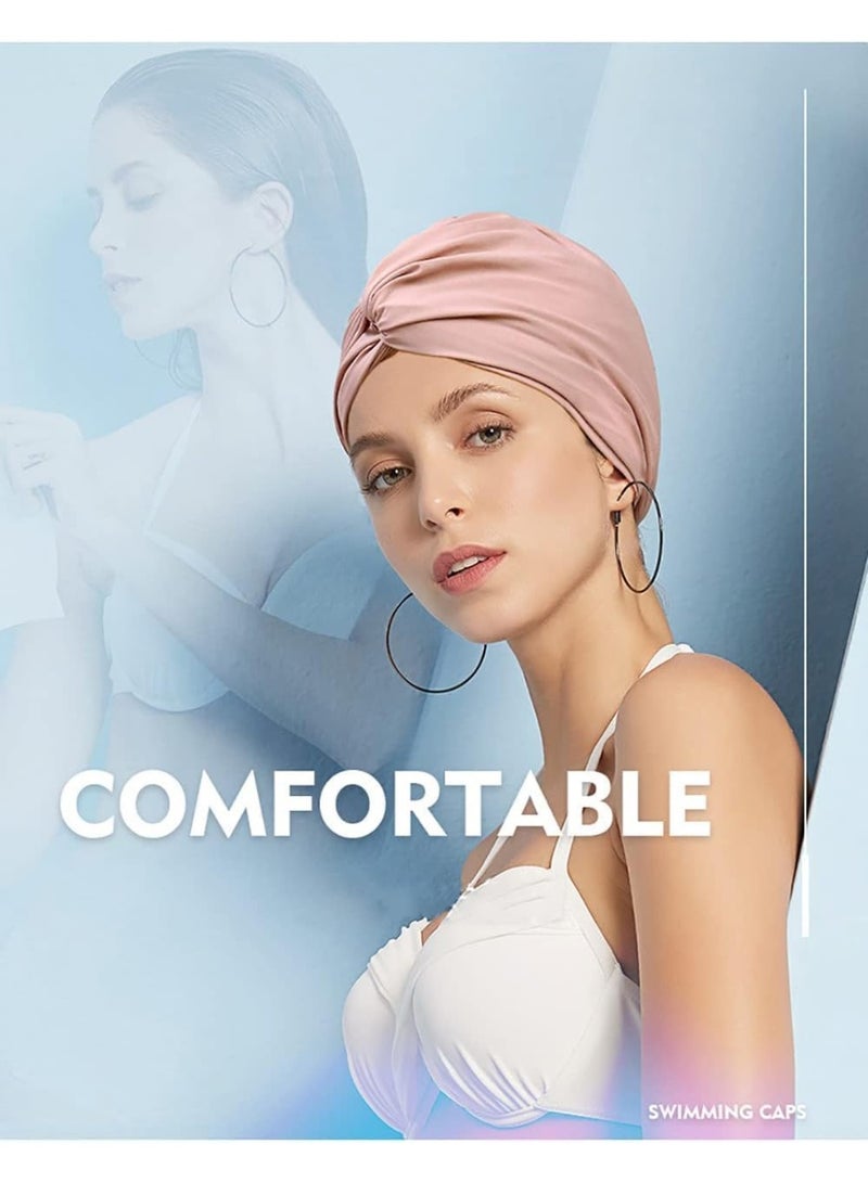 Ladies Swimming Cap Polyester Latex Lined Pleated Ladies-swimming cap for hair protection-Swimming cap - Image 3