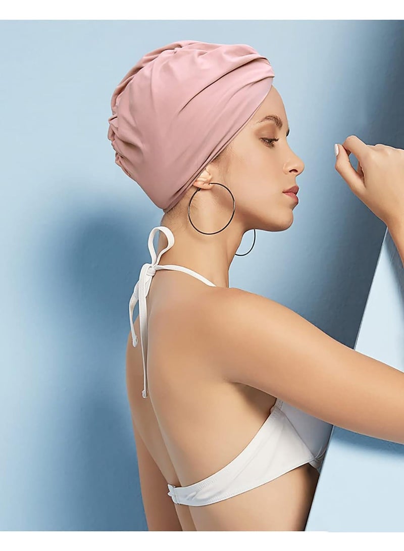 Ladies Swimming Cap Polyester Latex Lined Pleated Ladies-swimming cap for hair protection-Swimming cap - Image 2