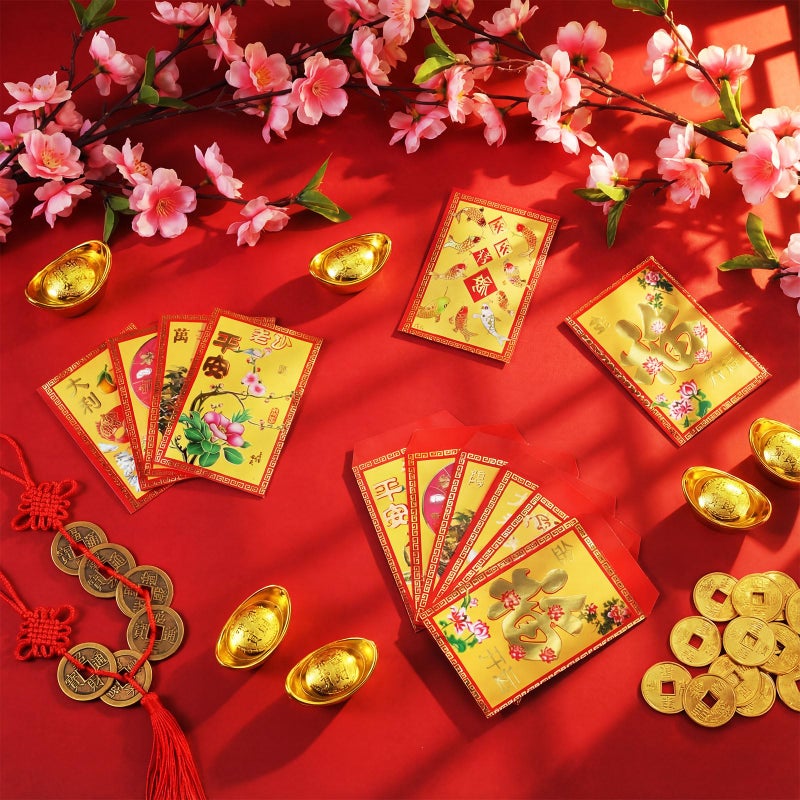 Epakh 240 Pieces Chinese Red Envelopes 2026 Chinese Lunar New Year Red Envelopes Lucky Money Pockets Hong Bao for Spring Festival Birthday Wedding(Fresh Style) - Image 4