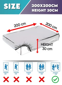 Blueberry Terry Waterproof Mattress Protector With Deep Pocket And All Around Elastics, 200X200+30cm, White  - Image 2