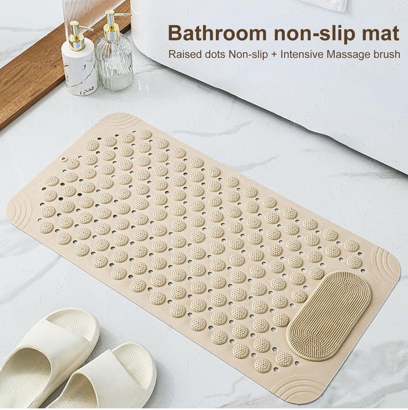HaRvic HaRvic Shower and Bathtub Mat Rubber NonSlip Shower Mat for Elderly Kids Bathtub mat Non Slip with Drain Holes Suction Cups Bath Mat for Bathroom and Tub Machine Washable Beige  - Image 2