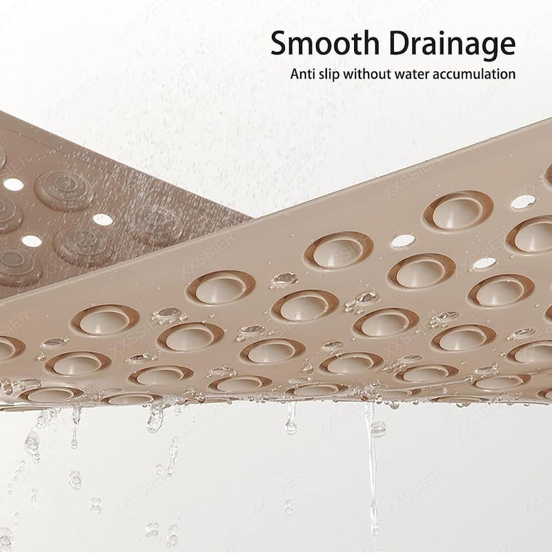 HaRvic HaRvic Shower and Bathtub Mat Rubber NonSlip Shower Mat for Elderly Kids Bathtub mat Non Slip with Drain Holes Suction Cups Bath Mat for Bathroom and Tub Machine Washable Beige  - Image 4