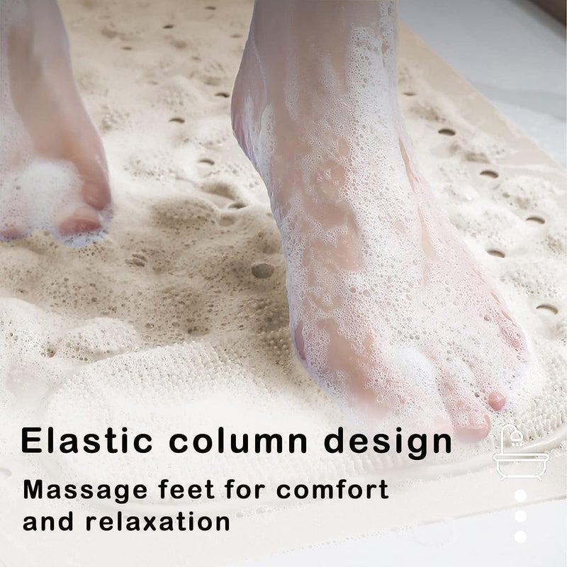 HaRvic HaRvic Shower and Bathtub Mat Rubber NonSlip Shower Mat for Elderly Kids Bathtub mat Non Slip with Drain Holes Suction Cups Bath Mat for Bathroom and Tub Machine Washable Beige  - Image 3