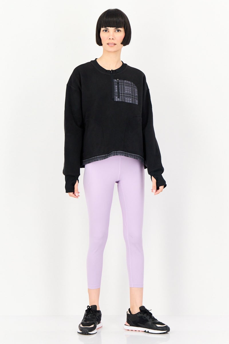 GIORDANO سويت شيرت رياضي نسائي G-Motion بأكمام طويلة، خارجي، أسود - Image 3